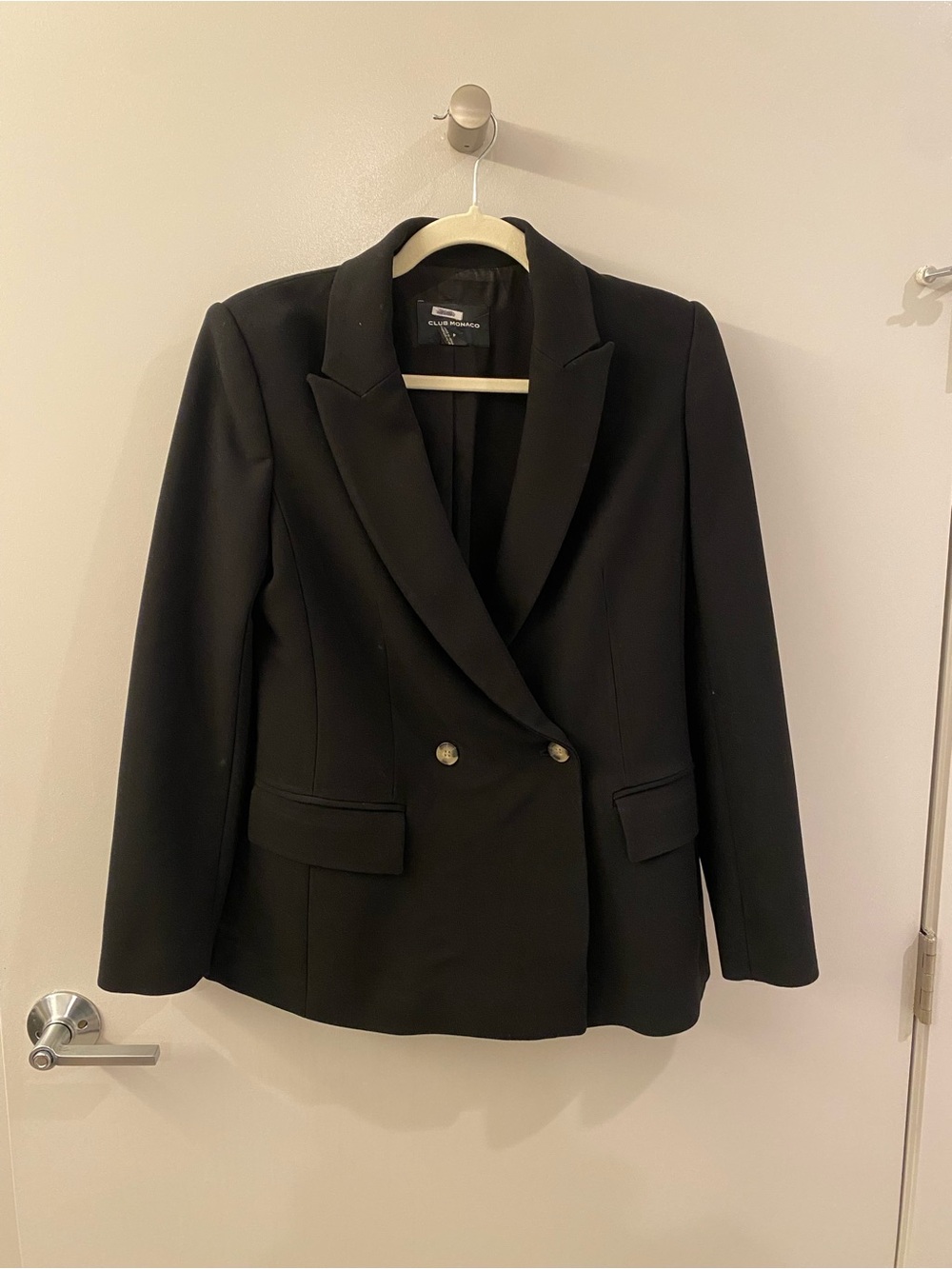 Club Monaco Black Double-Breasted Tailored Blazer